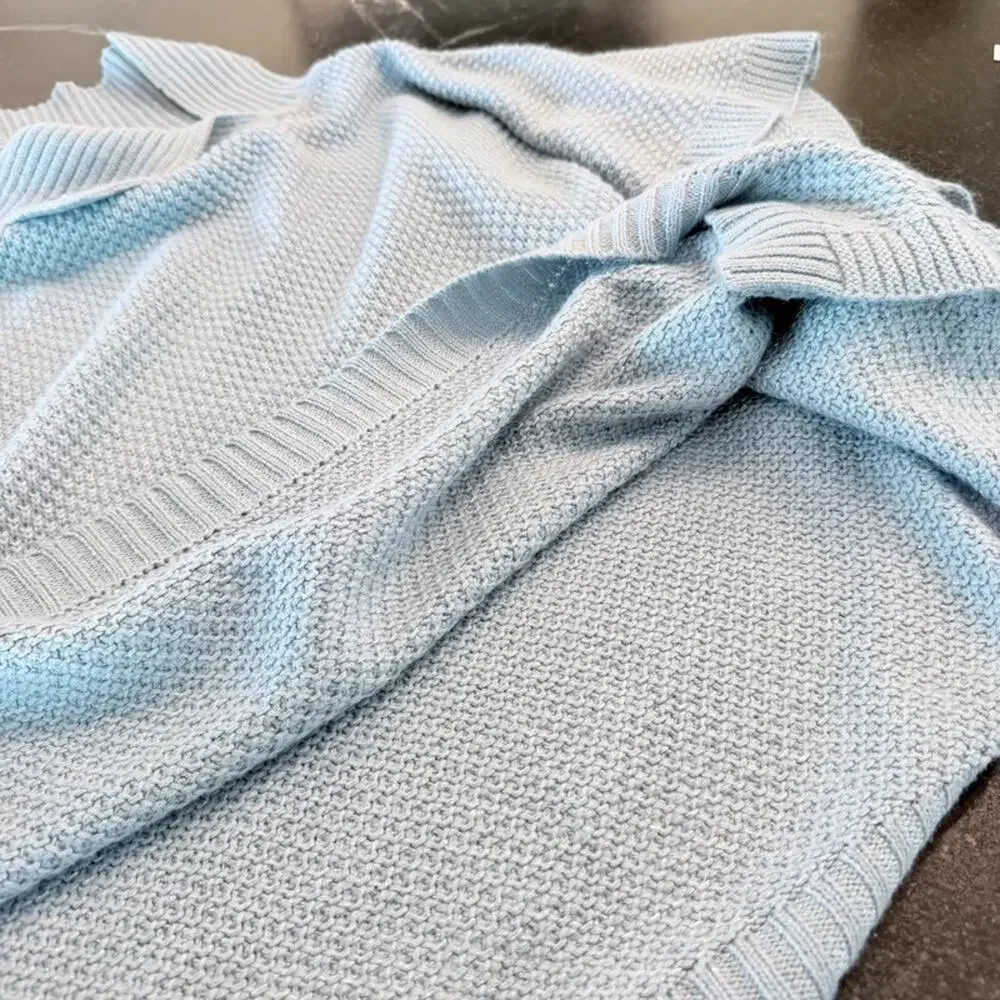 Baby Blue metallic OSFA cowl neck poncho sweater